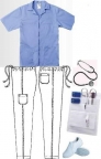 Three Set  PN  ESBOCES Male Nurse Uniform Package with Shoes and warm-up Jacket